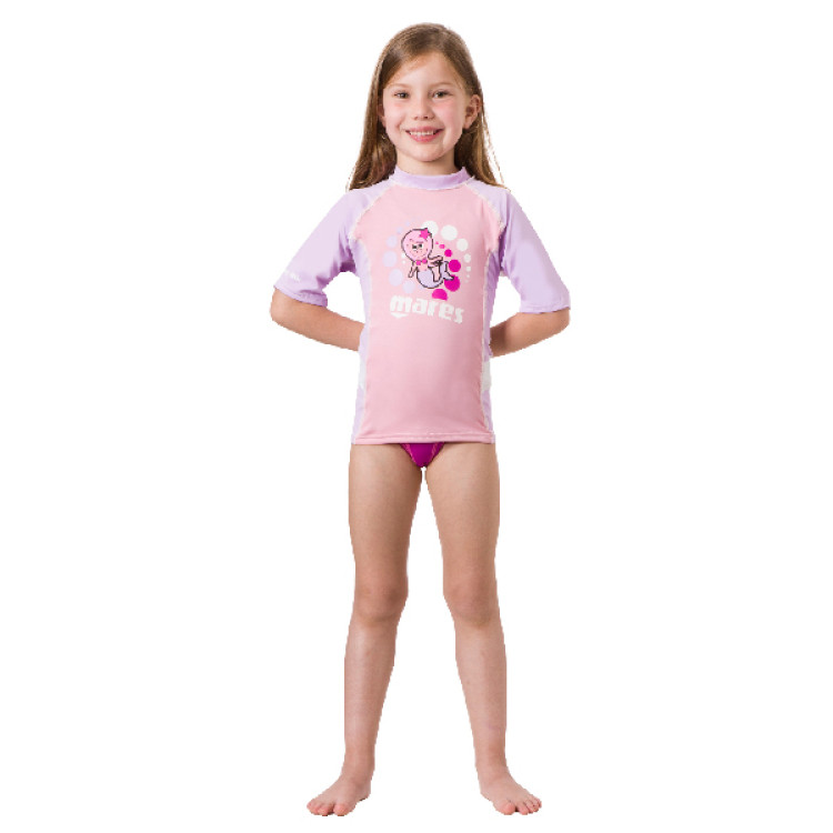 Гидрокостюм-Футболка с коротким рукавом MARES Rash Guard KID S/S, Лайкра, для девочки