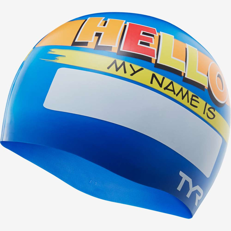 Шапочка для плавания детская TYR Hello My Name Is Swim Cap
