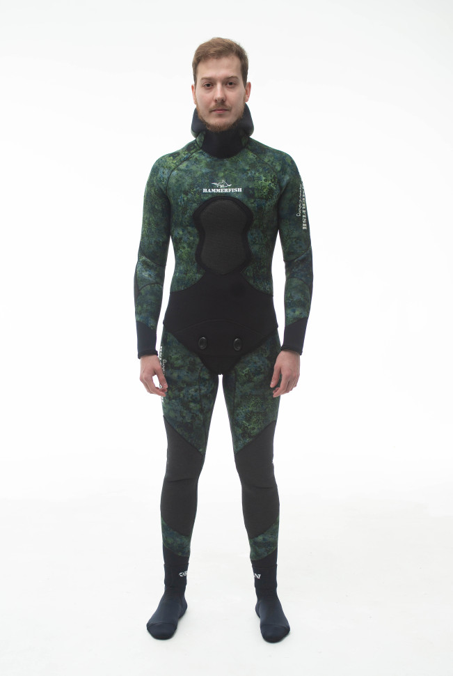 Гидрокостюм 5 мм AQUASTRETCH CAMO GREEN HAMMERFISH/открытая пора