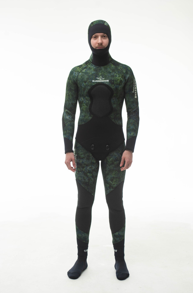 Гидрокостюм 5 мм AQUASTRETCH CAMO GREEN HAMMERFISH/открытая пора