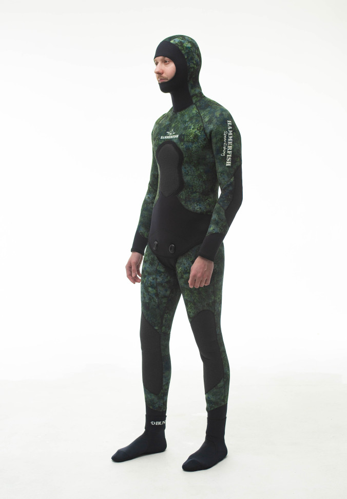 Гидрокостюм 5 мм AQUASTRETCH CAMO GREEN HAMMERFISH/открытая пора